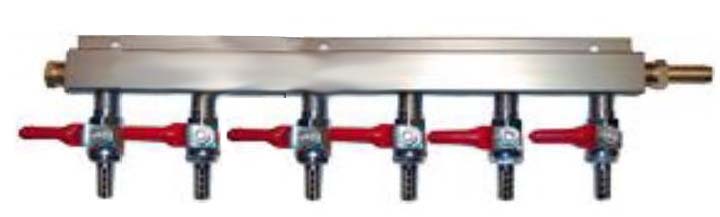 (image for) 6 Way Air Extruded Aluminum Body Manifold 1/4"